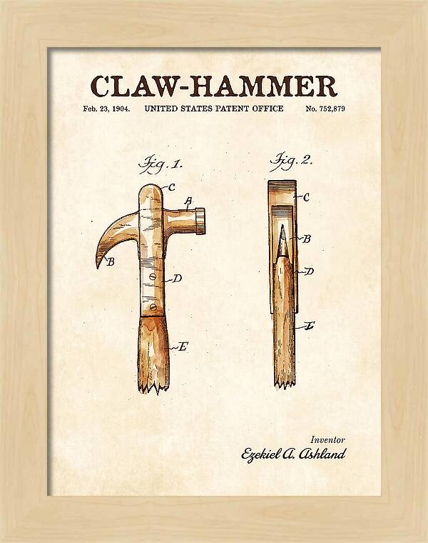 Claw Hammer Watercolor Patent Us752879a