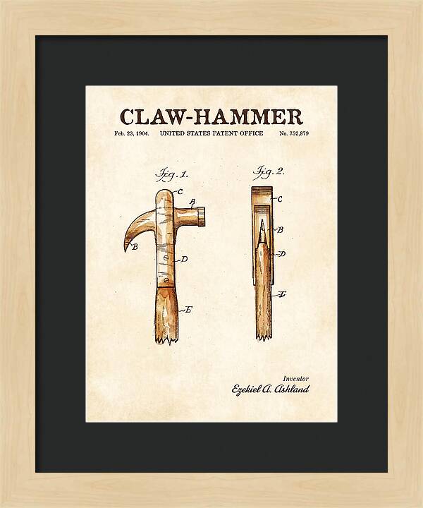 Claw Hammer Watercolor Patent Us752879a