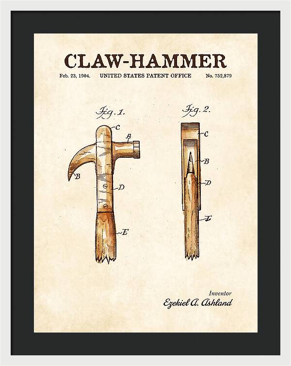 Claw Hammer Watercolor Patent Us752879a