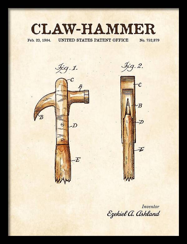 Claw Hammer Watercolor Patent Us752879a