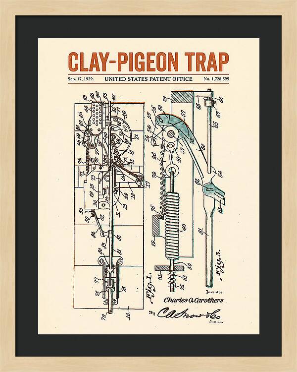 Clay Pigeon Trap Retro Patent Us1728595a