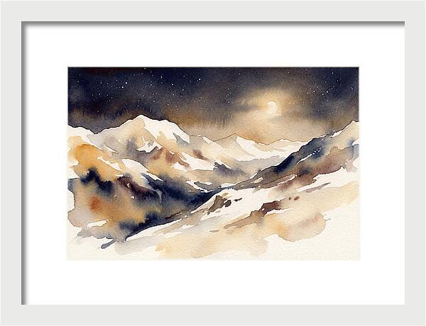 Clear Starry Night Over Snowy Mountain