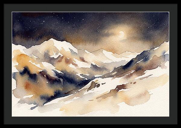 Clear Starry Night Over Snowy Mountain