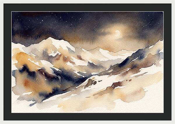 Clear Starry Night Over Snowy Mountain