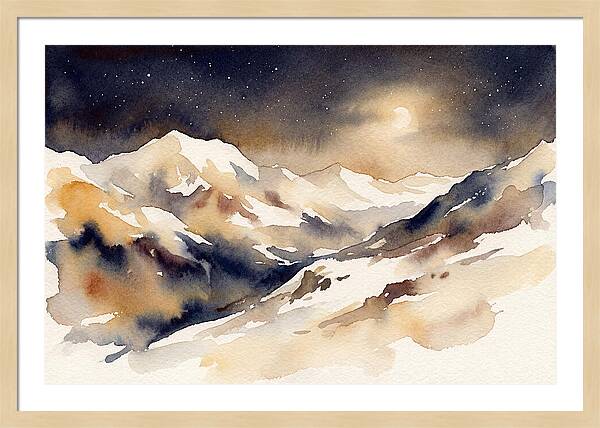 Clear Starry Night Over Snowy Mountain
