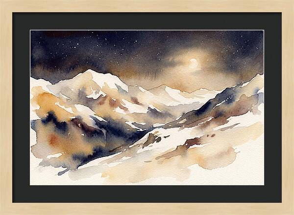 Clear Starry Night Over Snowy Mountain