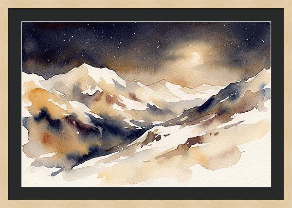 Clear Starry Night Over Snowy Mountain