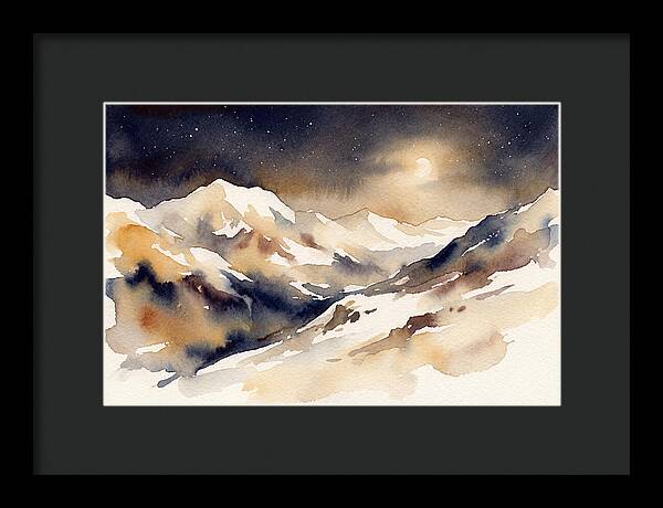 Clear Starry Night Over Snowy Mountain