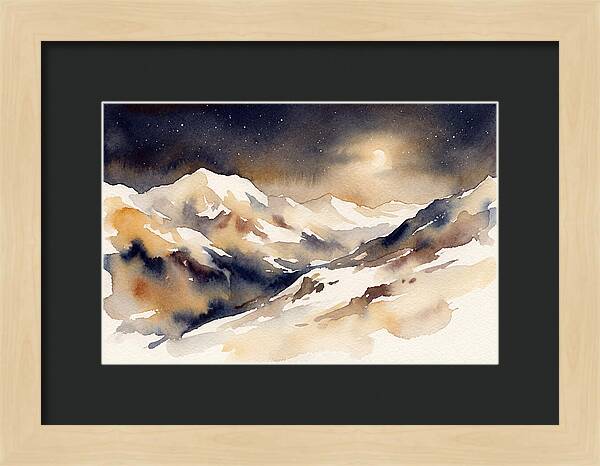 Clear Starry Night Over Snowy Mountain