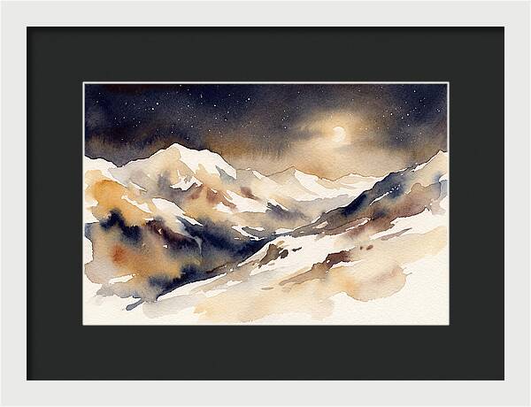 Clear Starry Night Over Snowy Mountain