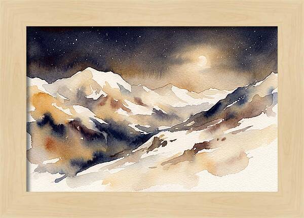 Clear Starry Night Over Snowy Mountain