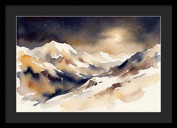 Clear Starry Night Over Snowy Mountain