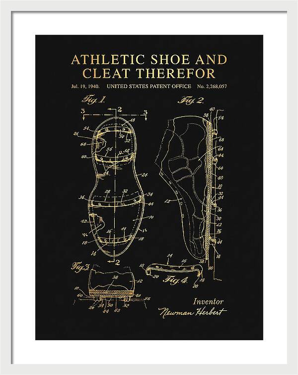 Cleated Athletic Shoe Gold Patent Us2268057a