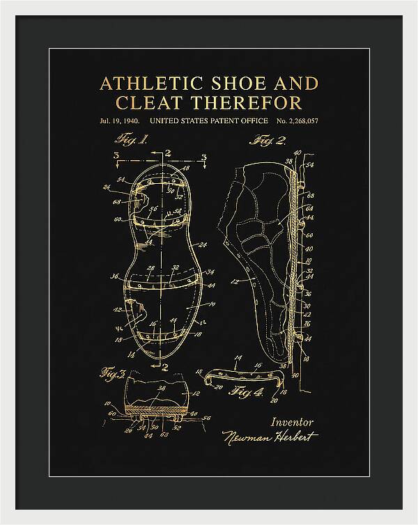 Cleated Athletic Shoe Gold Patent Us2268057a