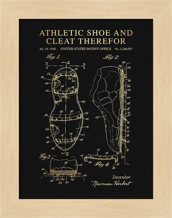 Cleated Athletic Shoe Gold Patent Us2268057a