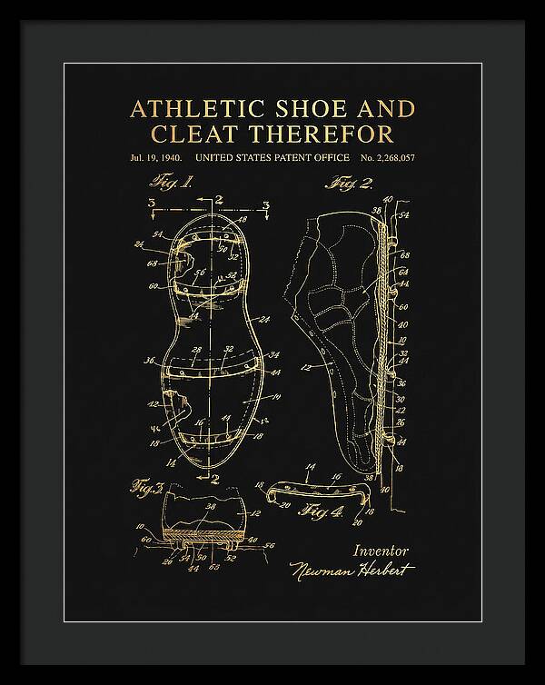 Cleated Athletic Shoe Gold Patent Us2268057a