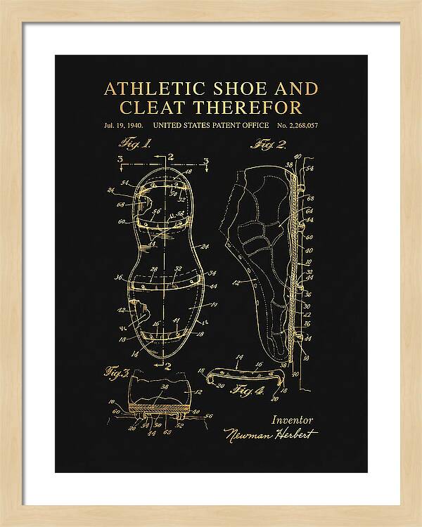 Cleated Athletic Shoe Gold Patent Us2268057a