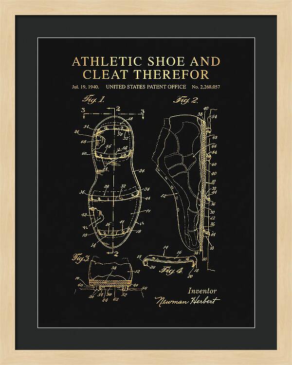 Cleated Athletic Shoe Gold Patent Us2268057a