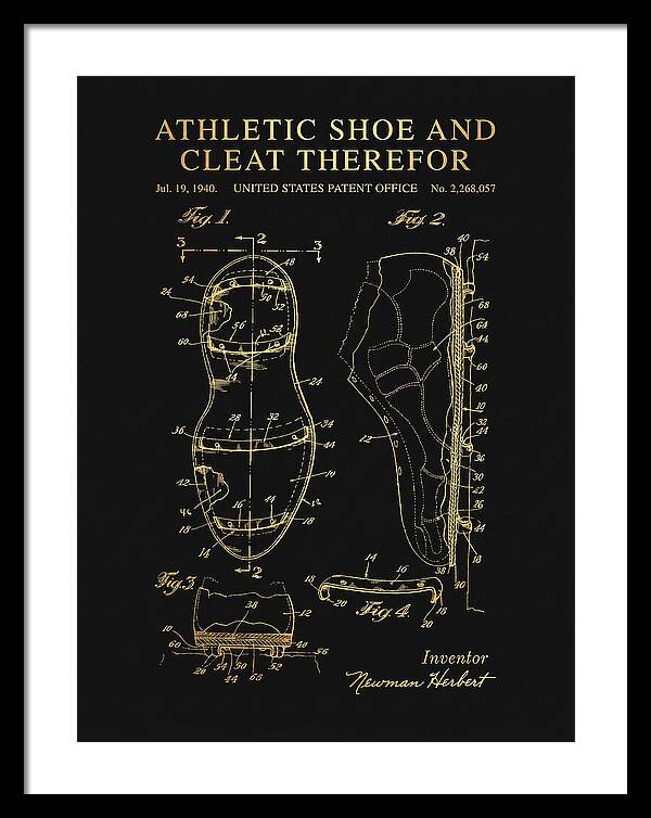 Cleated Athletic Shoe Gold Patent Us2268057a