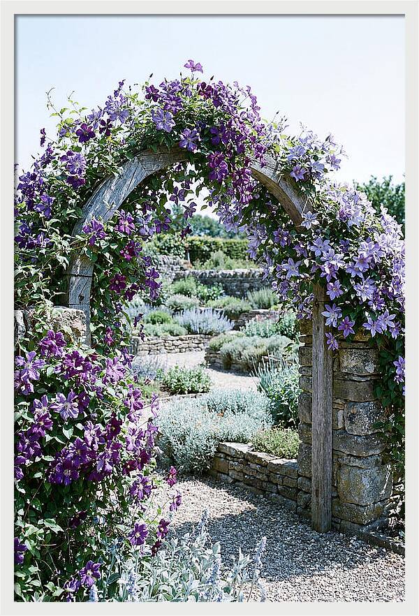 Clematis Climbing Over Garden Arch