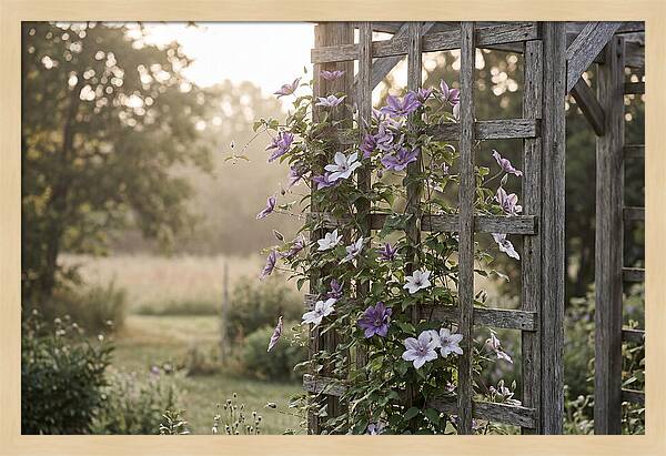 Clematis Climbing Wooden Support