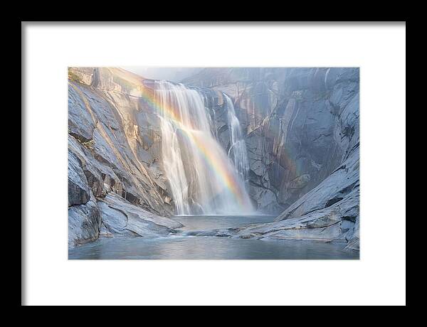 Cliff Face Waterfall With Rainbow