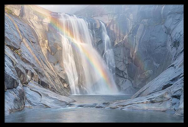 Cliff Face Waterfall With Rainbow