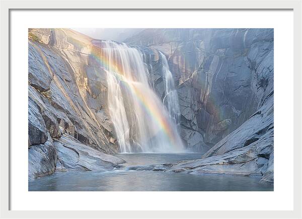 Cliff Face Waterfall With Rainbow