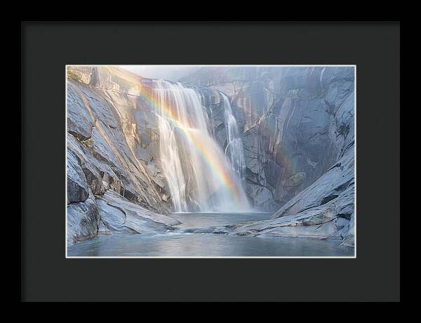 Cliff Face Waterfall With Rainbow