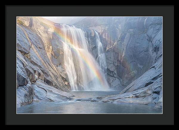 Cliff Face Waterfall With Rainbow