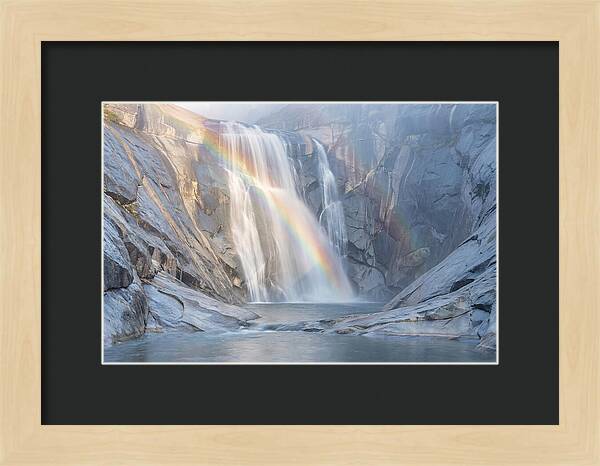 Cliff Face Waterfall With Rainbow