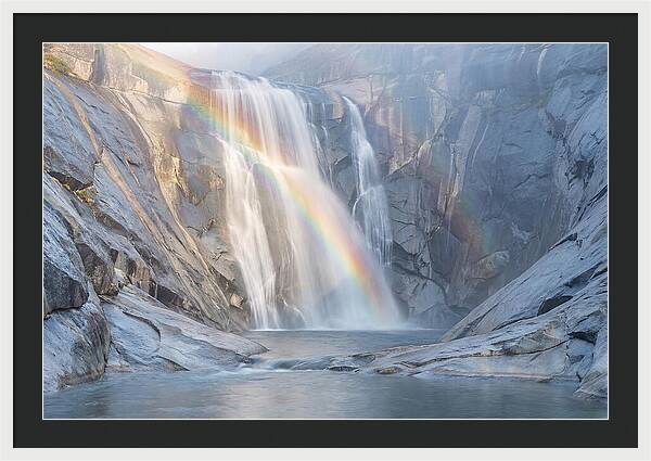 Cliff Face Waterfall With Rainbow