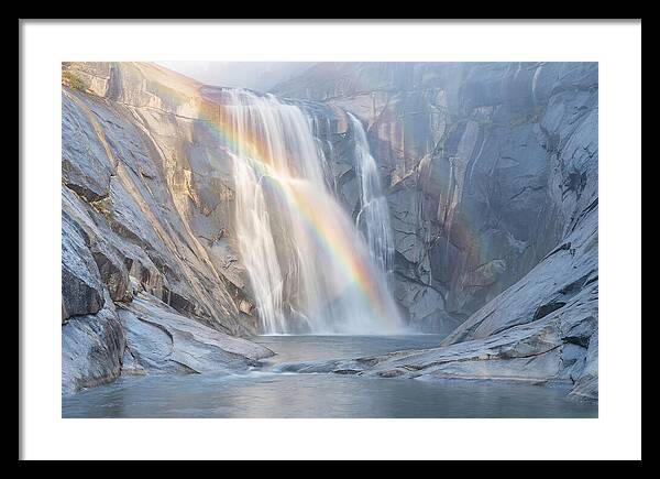 Cliff Face Waterfall With Rainbow