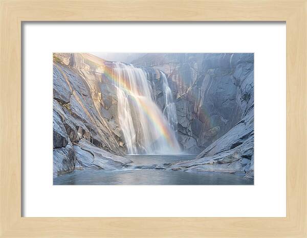 Cliff Face Waterfall With Rainbow