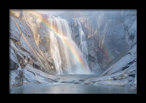 Cliff Face Waterfall With Rainbow