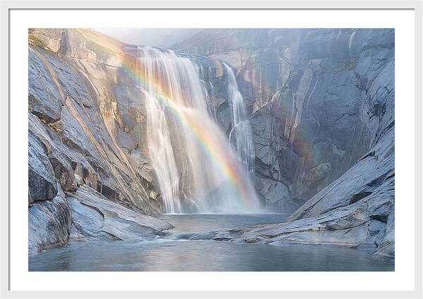 Cliff Face Waterfall With Rainbow