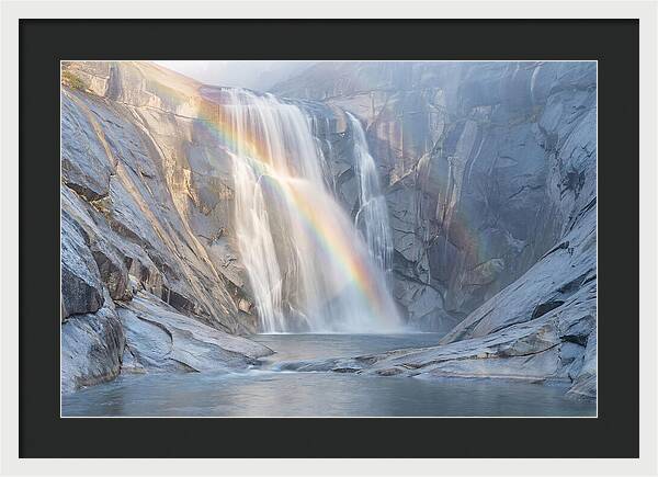 Cliff Face Waterfall With Rainbow