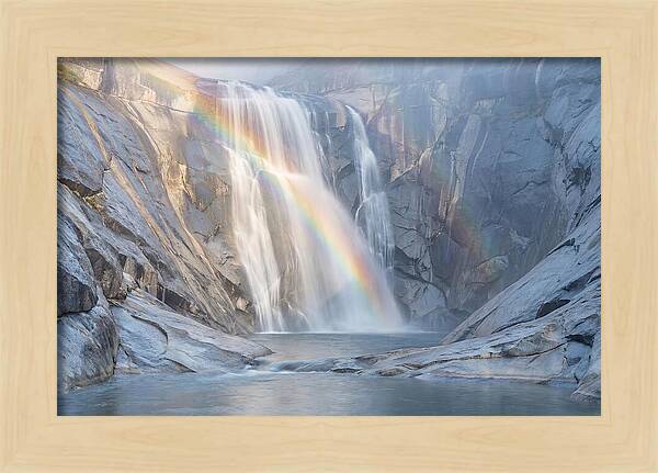 Cliff Face Waterfall With Rainbow