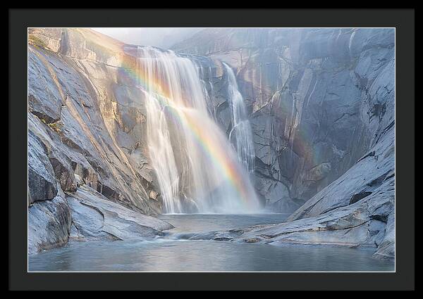Cliff Face Waterfall With Rainbow