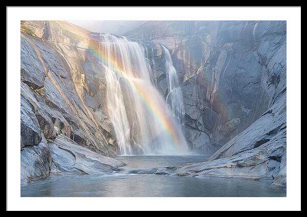 Cliff Face Waterfall With Rainbow