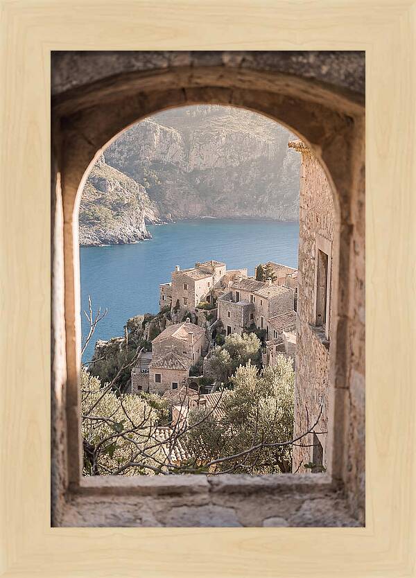 Cliffside Village Overlooking Deep Blue