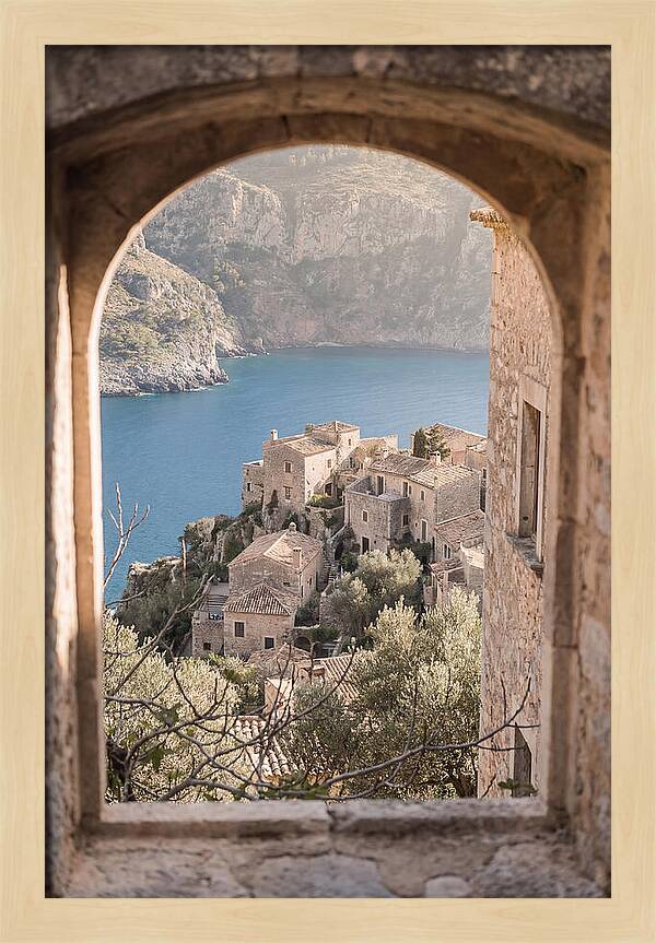 Cliffside Village Overlooking Deep Blue