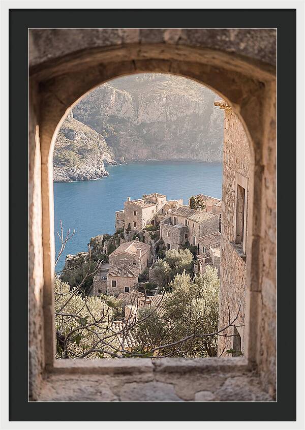 Cliffside Village Overlooking Deep Blue