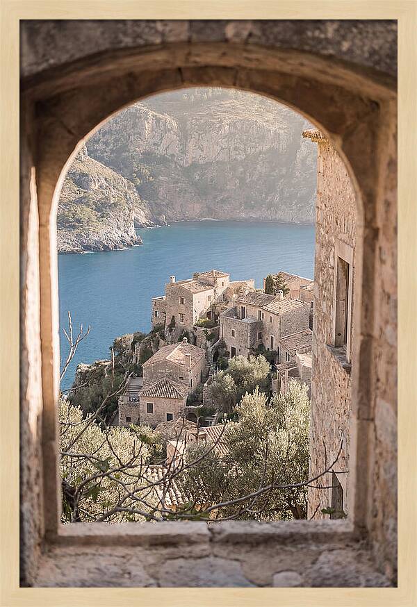 Cliffside Village Overlooking Deep Blue