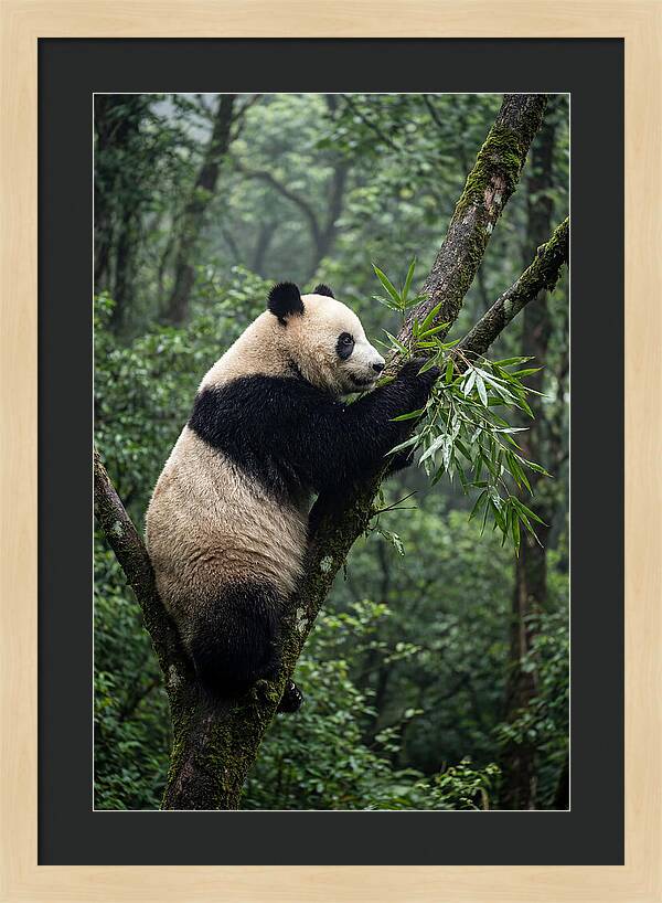 Climbing Panda Among Trees