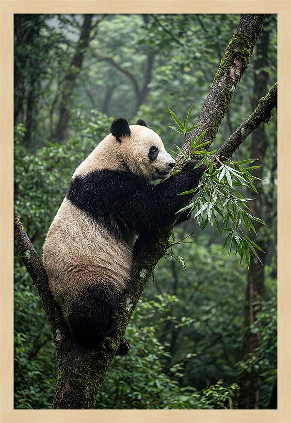 Climbing Panda Among Trees