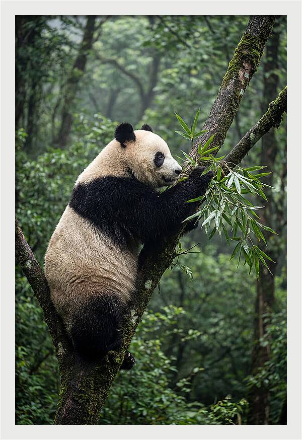 Climbing Panda Among Trees