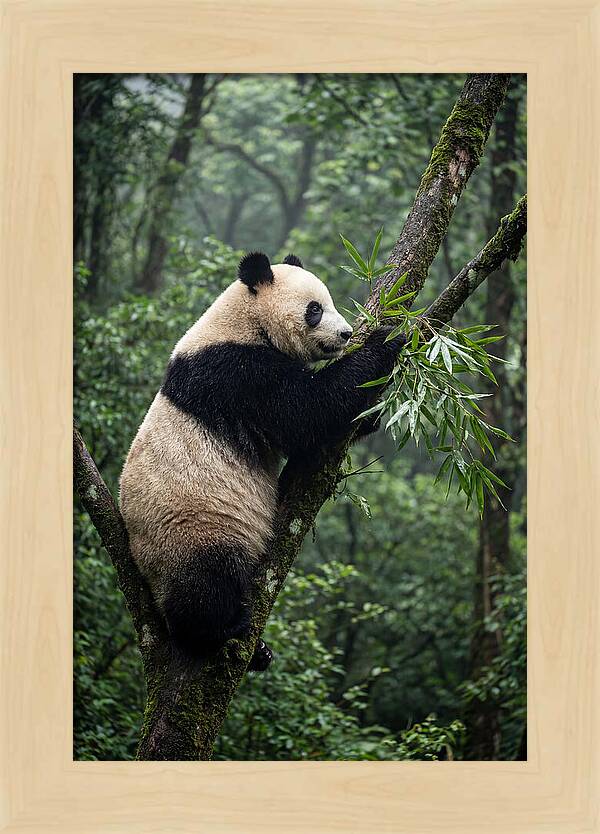 Climbing Panda Among Trees