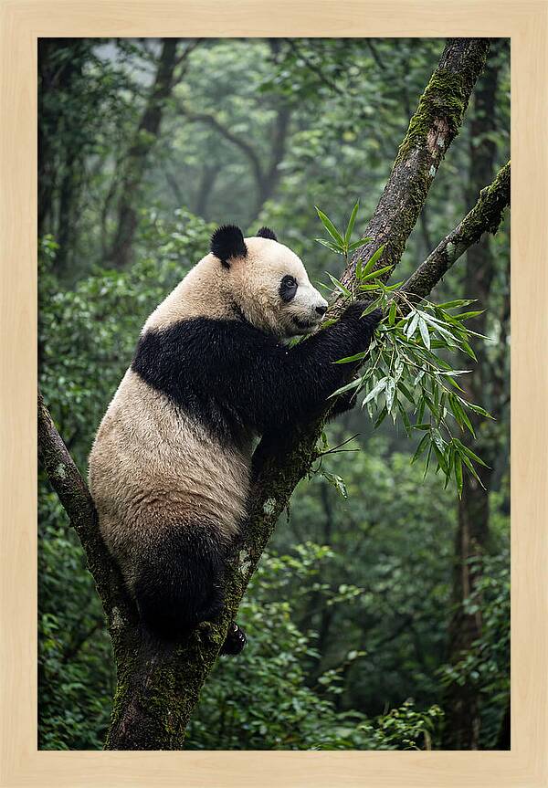 Climbing Panda Among Trees