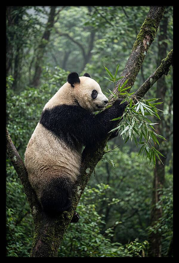 Climbing Panda Among Trees